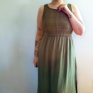Green, Lace Maxi Dress